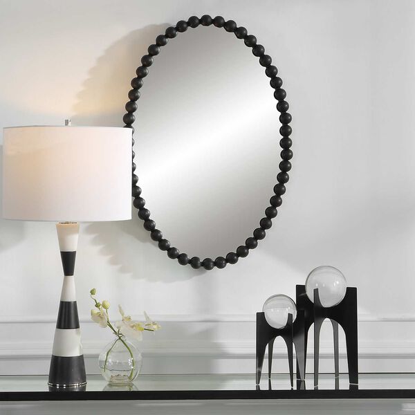 Serna Matte Black Oval Wall Mirror, image 1