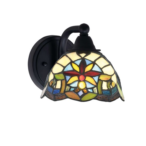 Paramount Matte Black One-Light Wall Sconce with Seven-Inch Earth Star Art Glass, image 1