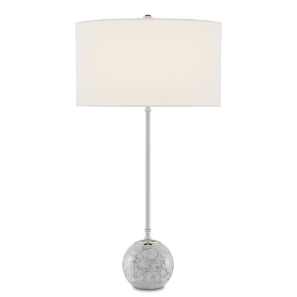 Villette Gray White Veined Marble Polished Nickel One-Light Table Lamp, image 1