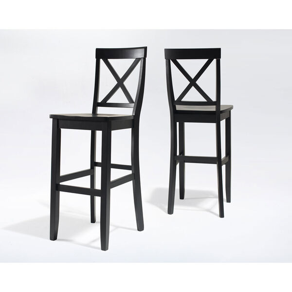 X-Back Bar Stool in Black Finish with 30 Inch Seat Height- Set of Two, image 3