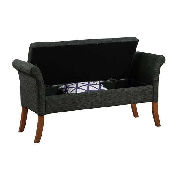 Designs4Comfort Garbo Dark Charcoal Gray Storage Bench Ottoman, image 4