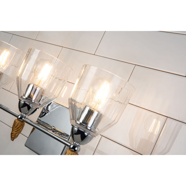 Fun Finial Polished Chrome Gold Three-Light Wall Sconce, image 4