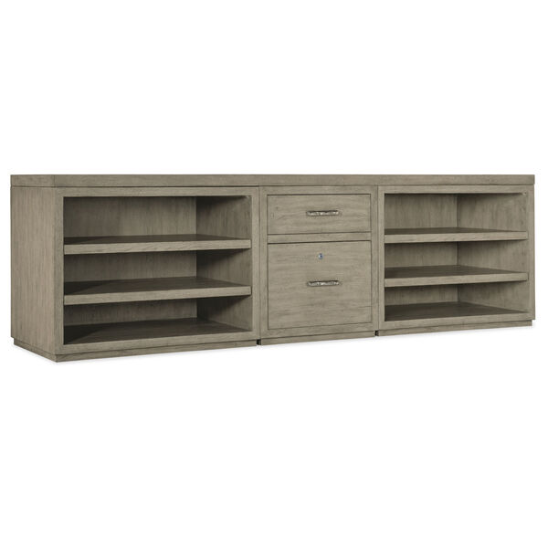 Linville Falls Smoked Gray 96-Inch Credenza with File and Two Open Desk Cabinets Credenza, image 1