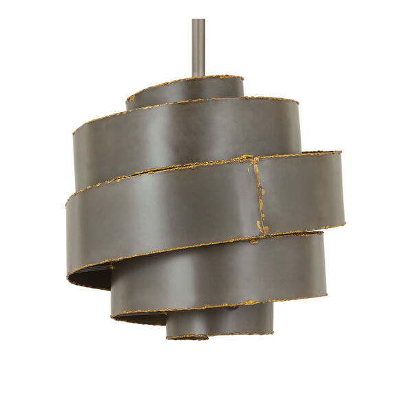 Imari Forged Gray and Gold Solder Three-Light Pendant, image 2