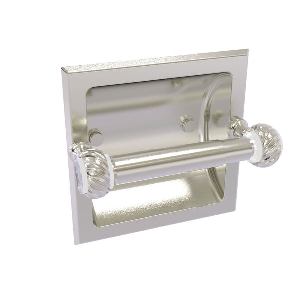 Pacific Grove Satin Nickel Six-Inch Recessed Toilet Paper Holder with Twisted Accents, image 1