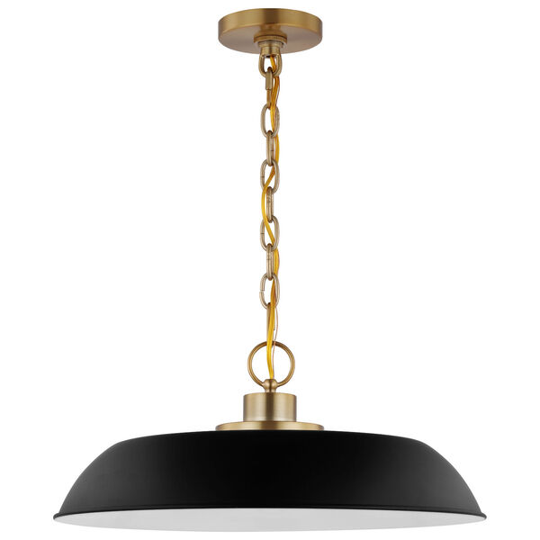 Colony Matte Black and Burnished Brass One-Light Pendant, image 1