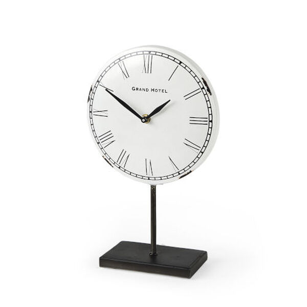 Harriet White and Bronze Table Clock, image 1