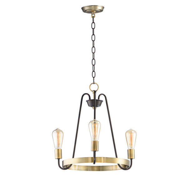 Haven Oil Rubbed Bronze and Antique Brass 18-Inch Three-Light Chandelier, image 1