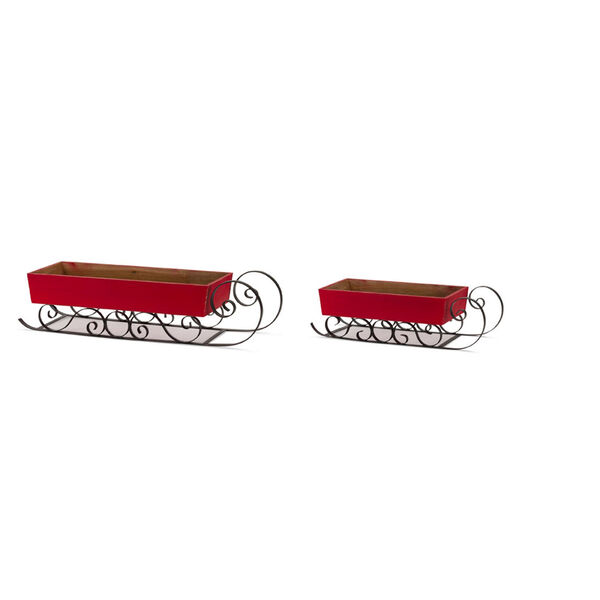 Red and Black Sleigh Tabletop Décor, Set of 2, image 1