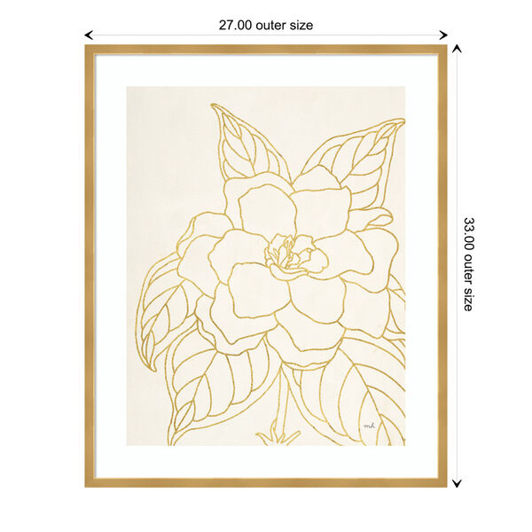 Moira Hershey Gold  Gardenia Line Drawing 27 x 33 Inch Wall Art, image 3
