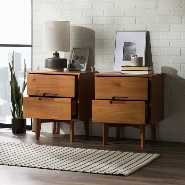 Sloane Caramel Two-Drawer Groove Handle Wood Nightstand, Set of Two, image 4