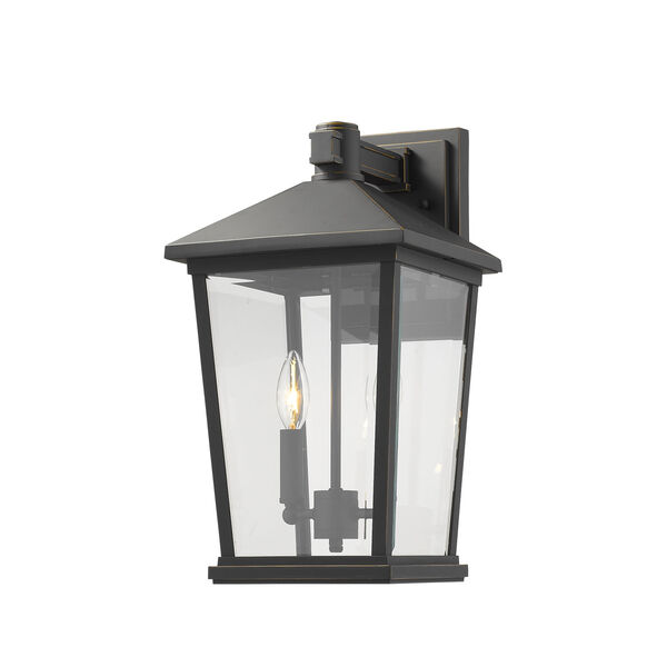 Beacon Oil Rubbed Bronze Two-Light Outdoor Wall Sconce With Transparent Beveled Glass, image 1