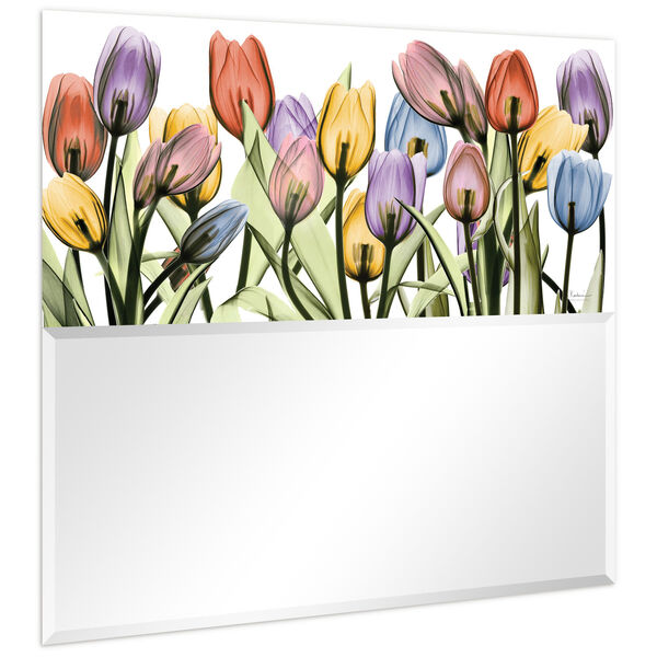 Tulip Scape Multicolor 38 x 38-Inch Square Beveled Wall Mirror, image 2