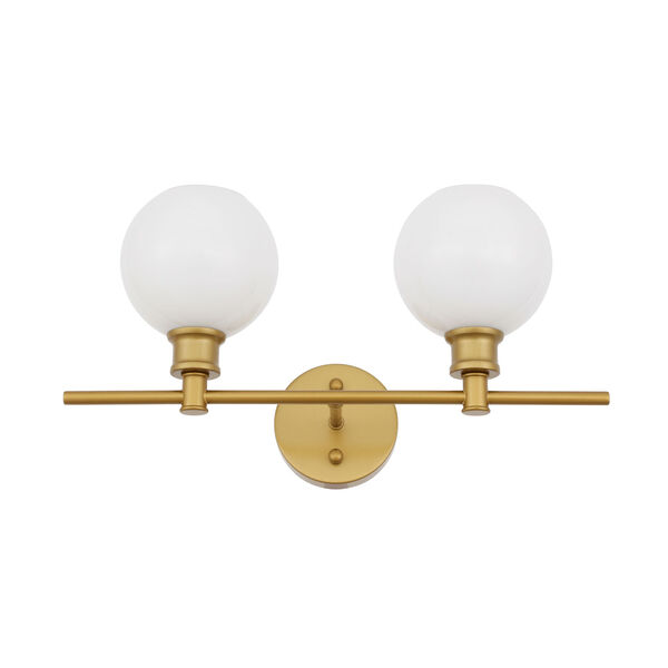 Collier Brass Two-Light Bath Vanity with Frosted White Glass, image 5