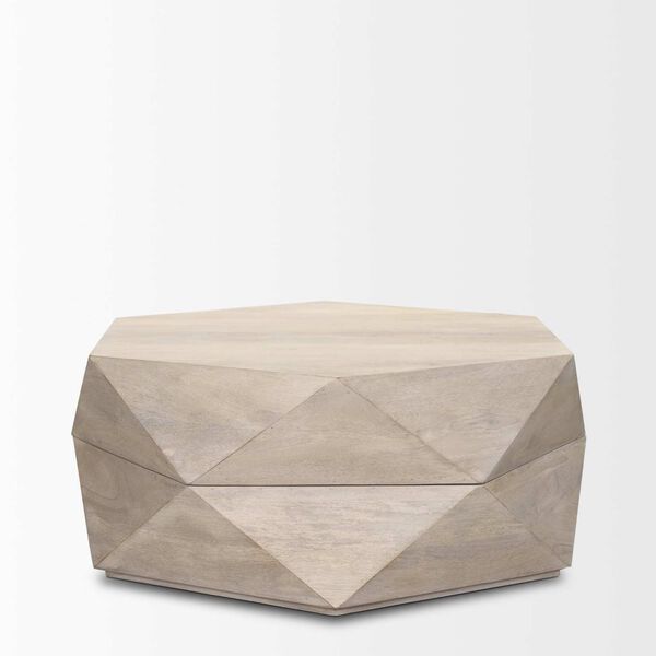 Arreto White Hexagonal Hinged Wood Top and Base Coffee Table, image 2