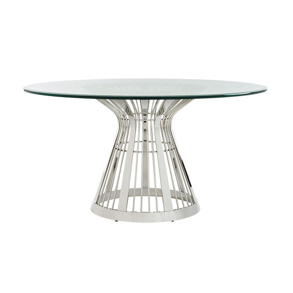 Ariana Silver Riviera Stainless Dining Table With 60 In. Glass Top, image 1