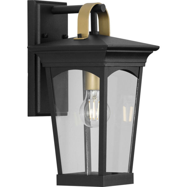 Chatsworth Textured Black Eight-Inch One-Light Outdoor Wall Sconce with Clear Shade, image 1