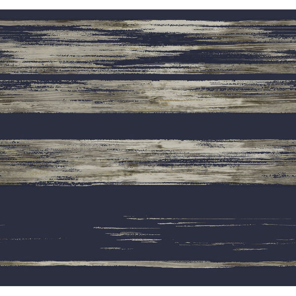 Ronald Redding 24 Karat Navy Horizontal Dry Brush Wallpaper, image 2