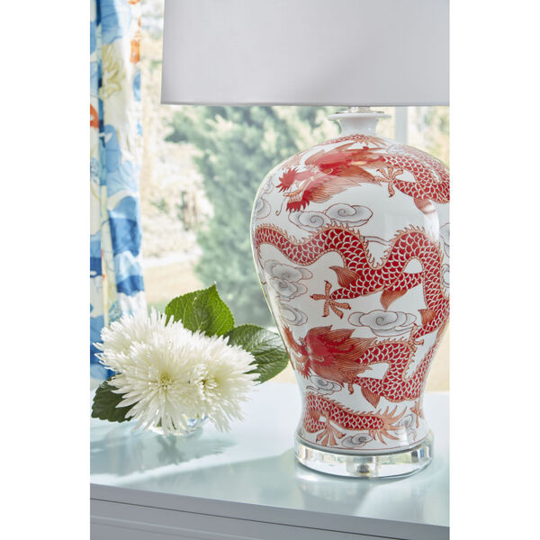 Off White and Red One-Light  Prosperity Lamp - Red, image 5