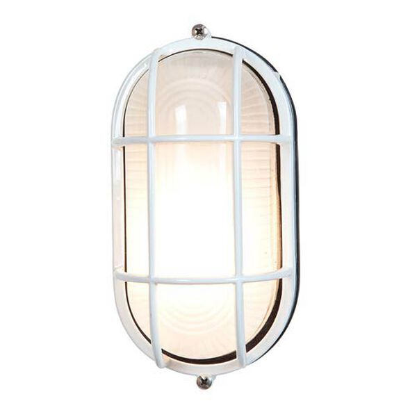 Nauticus White One-Light Outdoor Wall Light with Frosted Glass, image 1