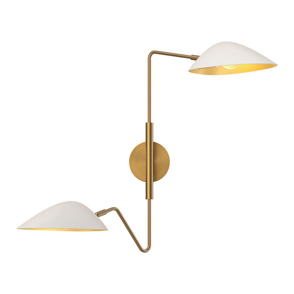 Oscar White and Aged Gold Two-Light Convertible Wall Sconce, image 1