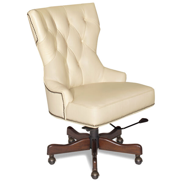 Primm Ivory Leather Desk Chair, image 1