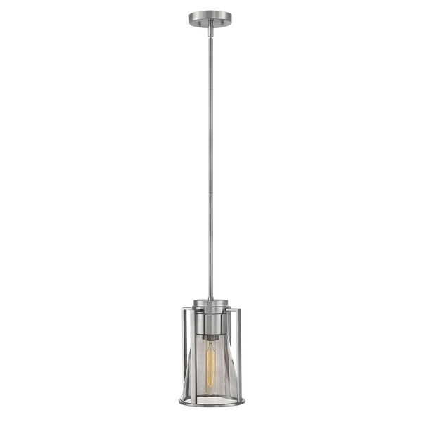 Refinery Brushed Nickel Mini Pendant with Smoked Glass, image 1