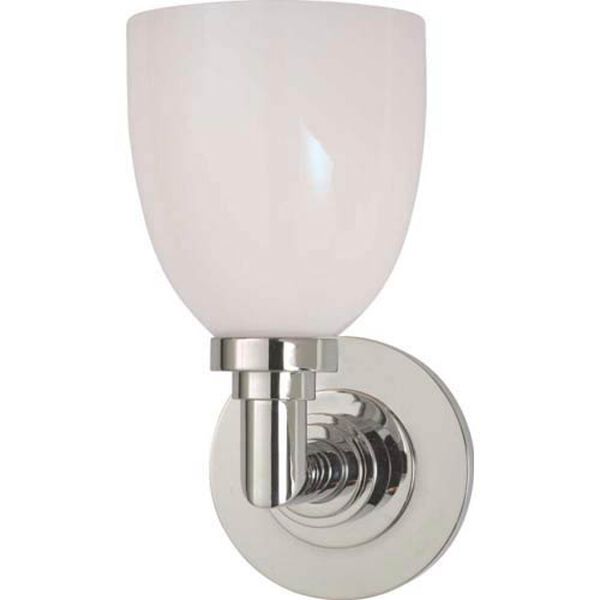 Wilton Single Bath Light in Chrome with White Glass by Chapman and Myers, image 1