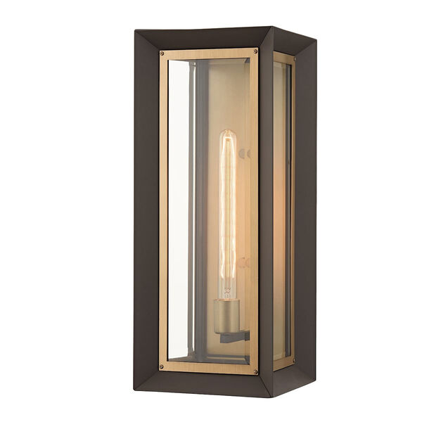 Lowry Textured Bronze and Patina Brass One-Light Nine-Inch Outdoor Wall Sconce, image 1