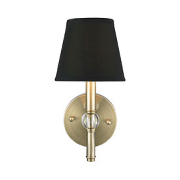 Waverly Antique Brass One-Light Wall Sconce with Tuxedo Shade, image 1