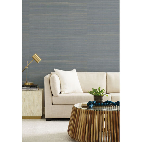 Antonina Vella Elegant Earth Blue Abaca Weaves Wallpaper, image 1