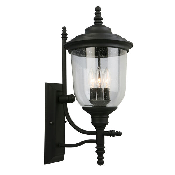 Pinedale Matte Black 10-Inch Three-Light Outdoor Wall Sconce, image 1