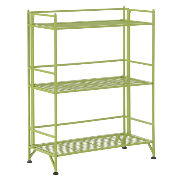Xtra Storage Lime Three-Tier Wide Folding Metal Shelf, image 1