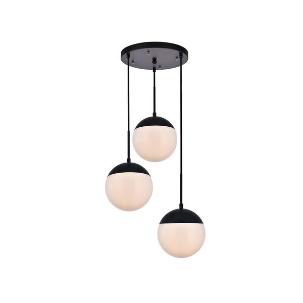 Eclipse Black and Frosted White 18-Inch Three-Light Pendant, image 3