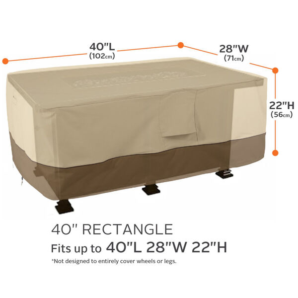 Ash Beige and Brown 40-Inch Rectangular Fire Pit Table Cover, image 4