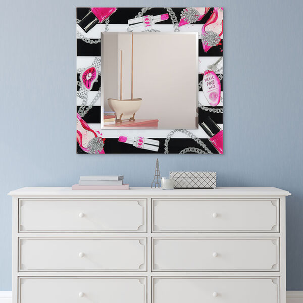 Essentials Pink 36 x 36-Inch Square Beveled Wall Mirror, image 1