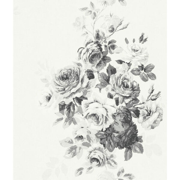 Tea Rose Black and White Wallpaper - SAMPLE SWATCH ONLY, image 1