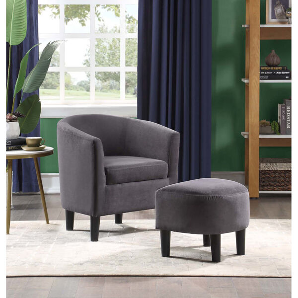 Take a Seat Dark Gray Microfiber Churchill Accent Chair with Ottoman, image 2