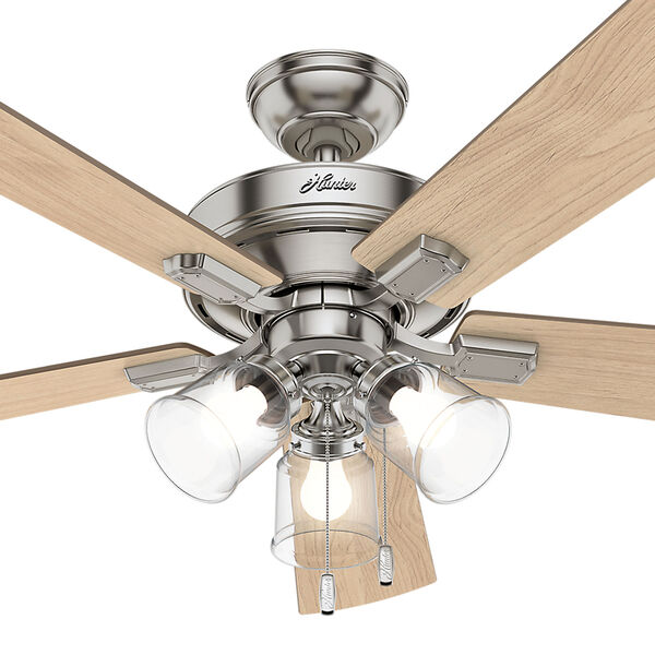 Crestfield Brushed Nickel 52-Inch Three-Light LED Adjustable Ceiling Fan, image 2