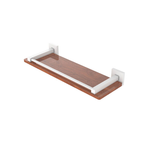 Montero Matte White 16-Inch Solid IPE Ironwood Shelf with Gallery Rail, image 1