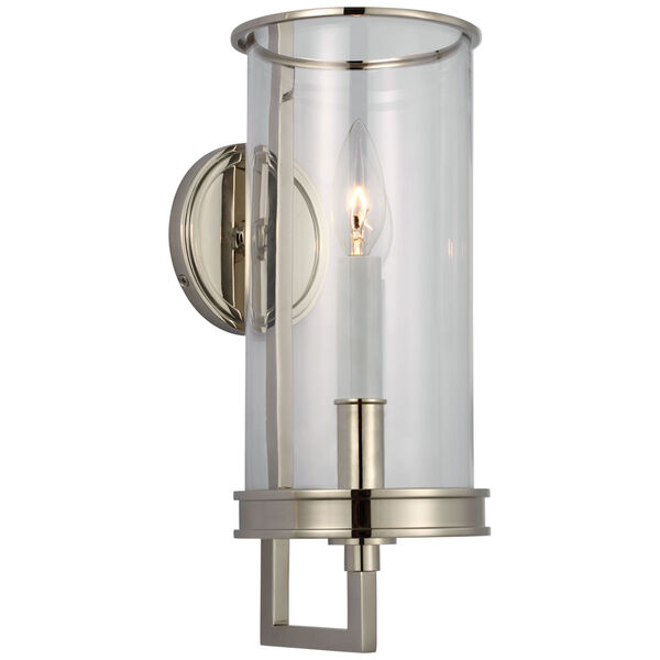 Glendon Small Hurricane Sconce in Polished Nickel with Clear Glass by Chapman  and  Myers, image 1