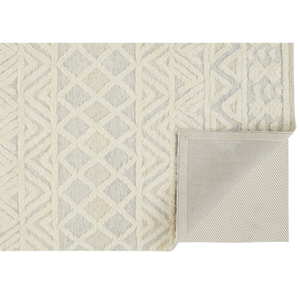 Anica Moroccan Chevorn Wool Tufted Ivory Blue Rectangular: 4 Ft. x 6 Ft. Area Rug, image 4