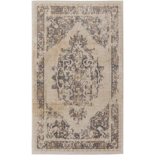Camellia Ivory Gray Brown Rectangular 4 Ft. 3 In. x 6 Ft. 3 In. Area Rug, image 1
