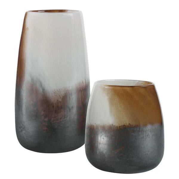 Desert Wind Gray and Dark Bronze Glass Vases, Set of 2, image 1