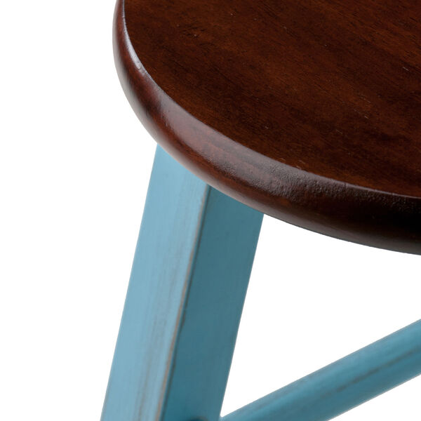 Ivy Rustic Light Blue and Walnut Counter Stool, image 3