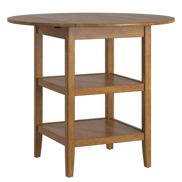 Caroline Antique Brown Two-Tone Side Drop Leaf Round Counter Height Table, image 1