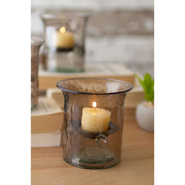 Recycled Glass Mini Votive Cylinder with Rustic Insert, Set of 4, image 3