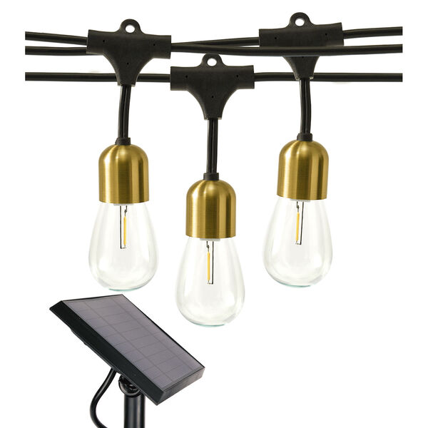 Glow Brass 12-Light LED Outdoor Solar Hanging String Light, image 1