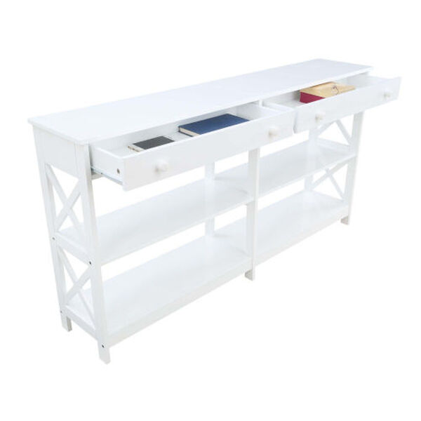Oxford White Two-Drawer Console Table with Shelves, image 5