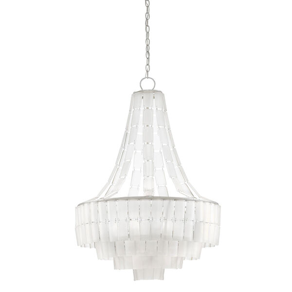 Vintner Blanc Contemporary Silver Leaf and Opaque White Seven-Light Chandelier, image 3
